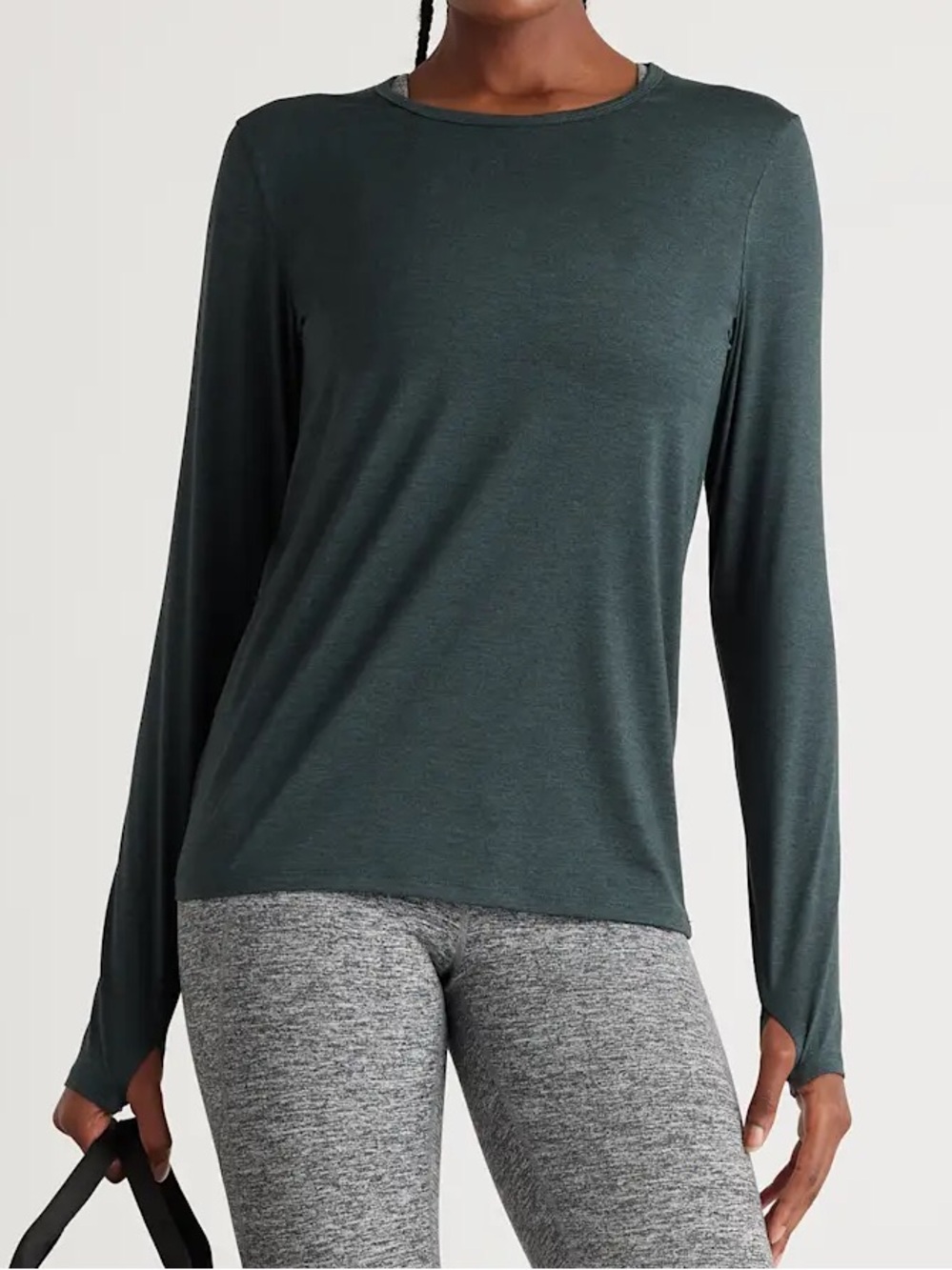 Quince NWOT Flowknit Breeze Long Sleeve Top Heather Green Small